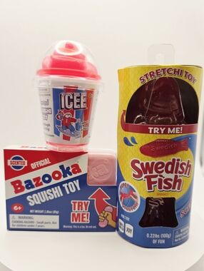 Bazooka, Ice & Swedish Fish Squishy Set – Fun Stress-Relief Combo New Toys